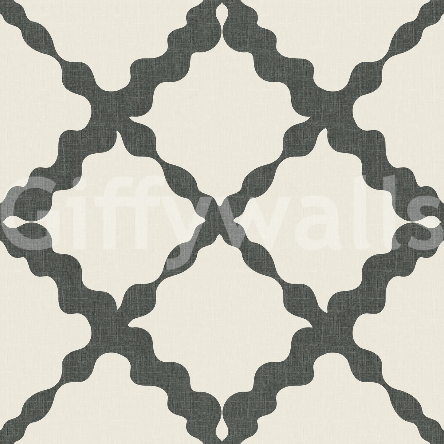 Diamond-edged motifs repeat at even intervals on the Lattice Trellis Modern wallpaper