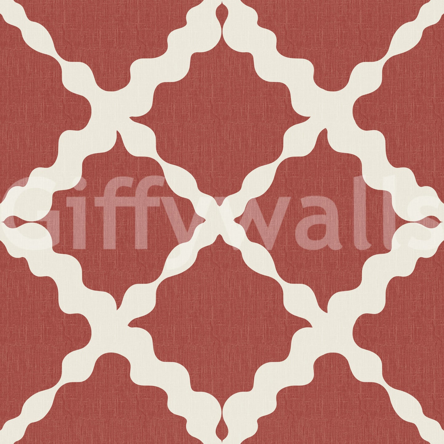 Diagonal cross of cream connects every shape of the Lattice Trellis wallpaper grid.