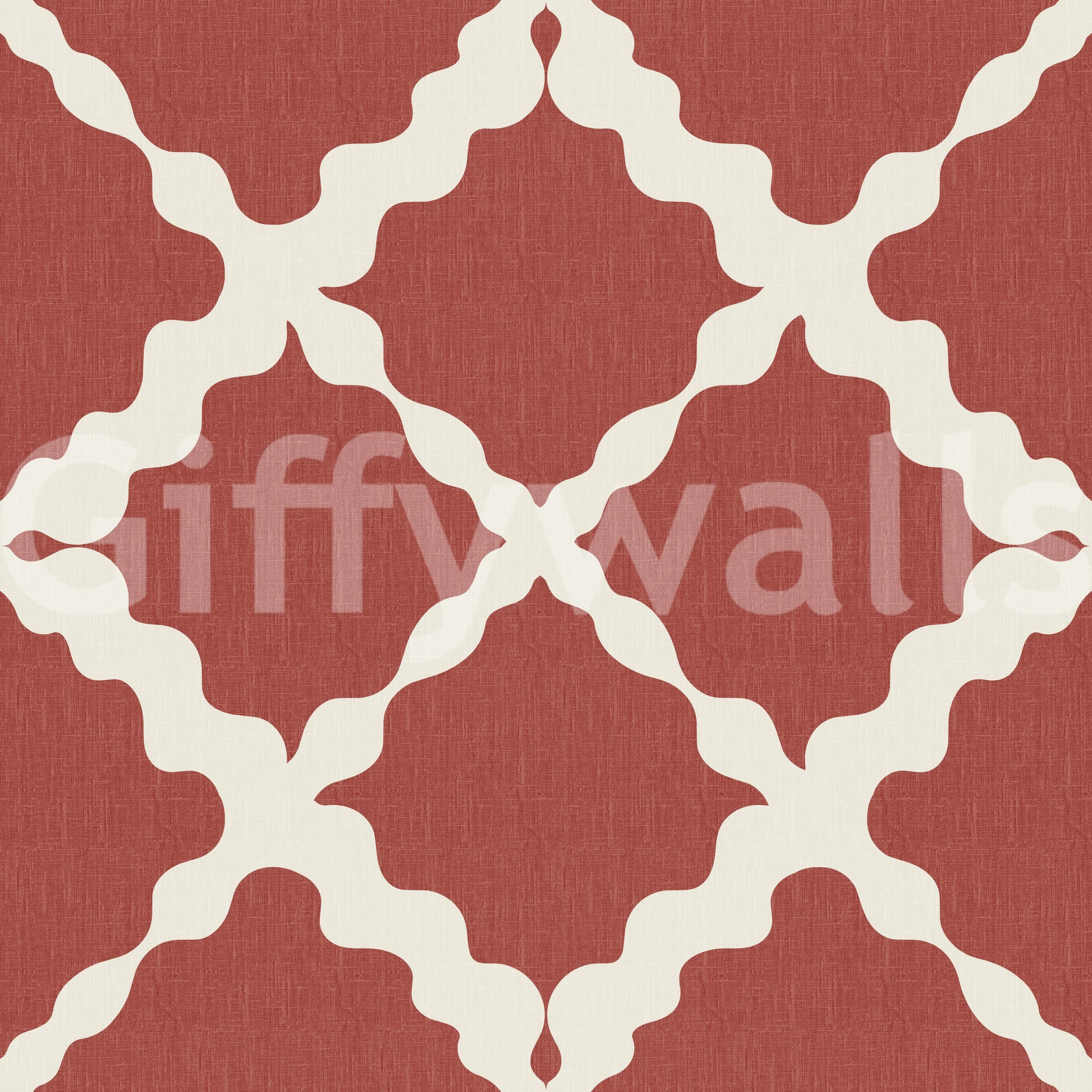 Diagonal cross of cream connects every shape of the Lattice Trellis wallpaper grid.