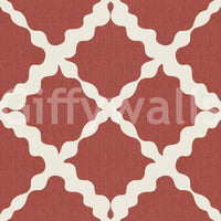 Diagonal cross of cream connects every shape of the Lattice Trellis wallpaper grid.