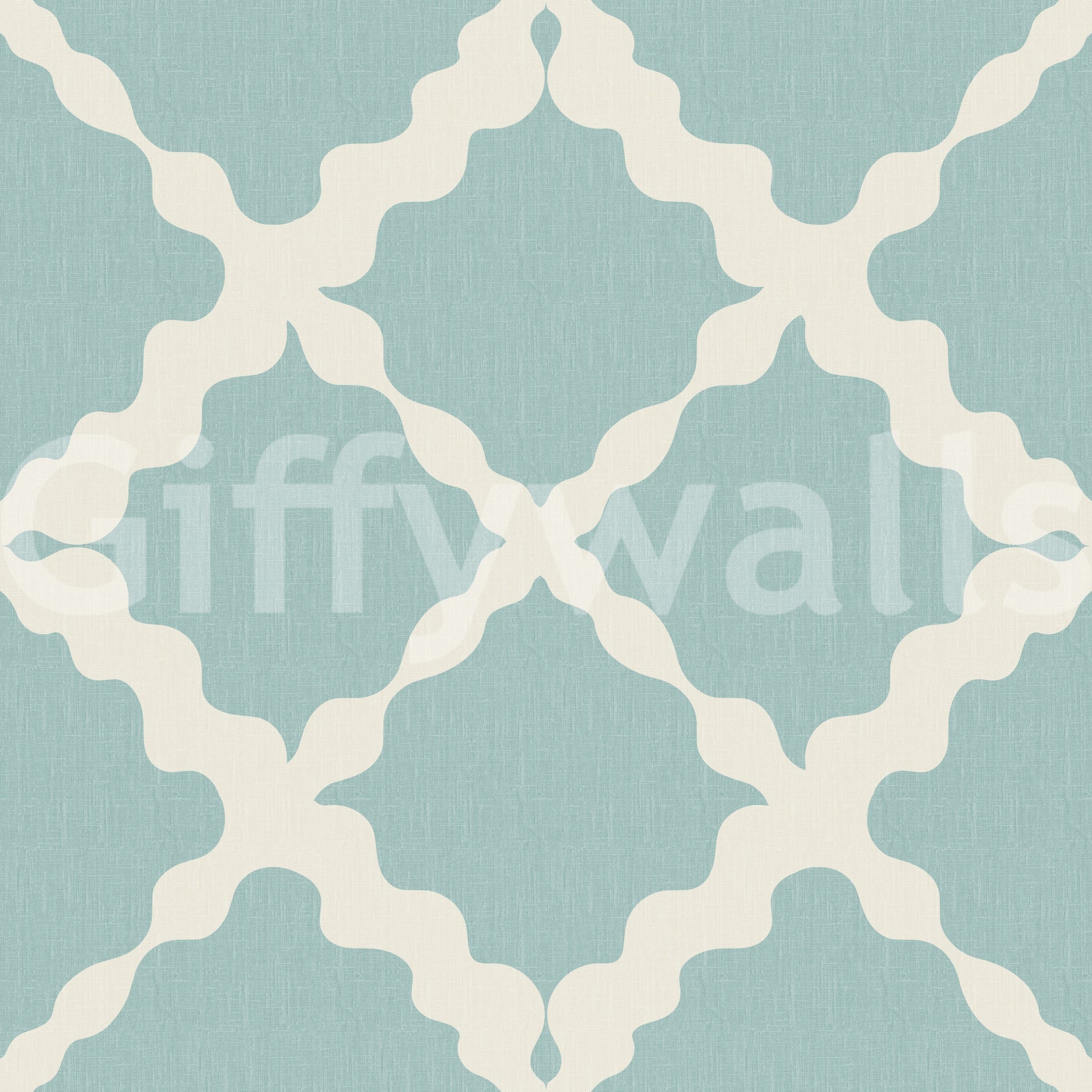 Coastal elements merge with contemporary precision throughout the muted blue wallpaper
