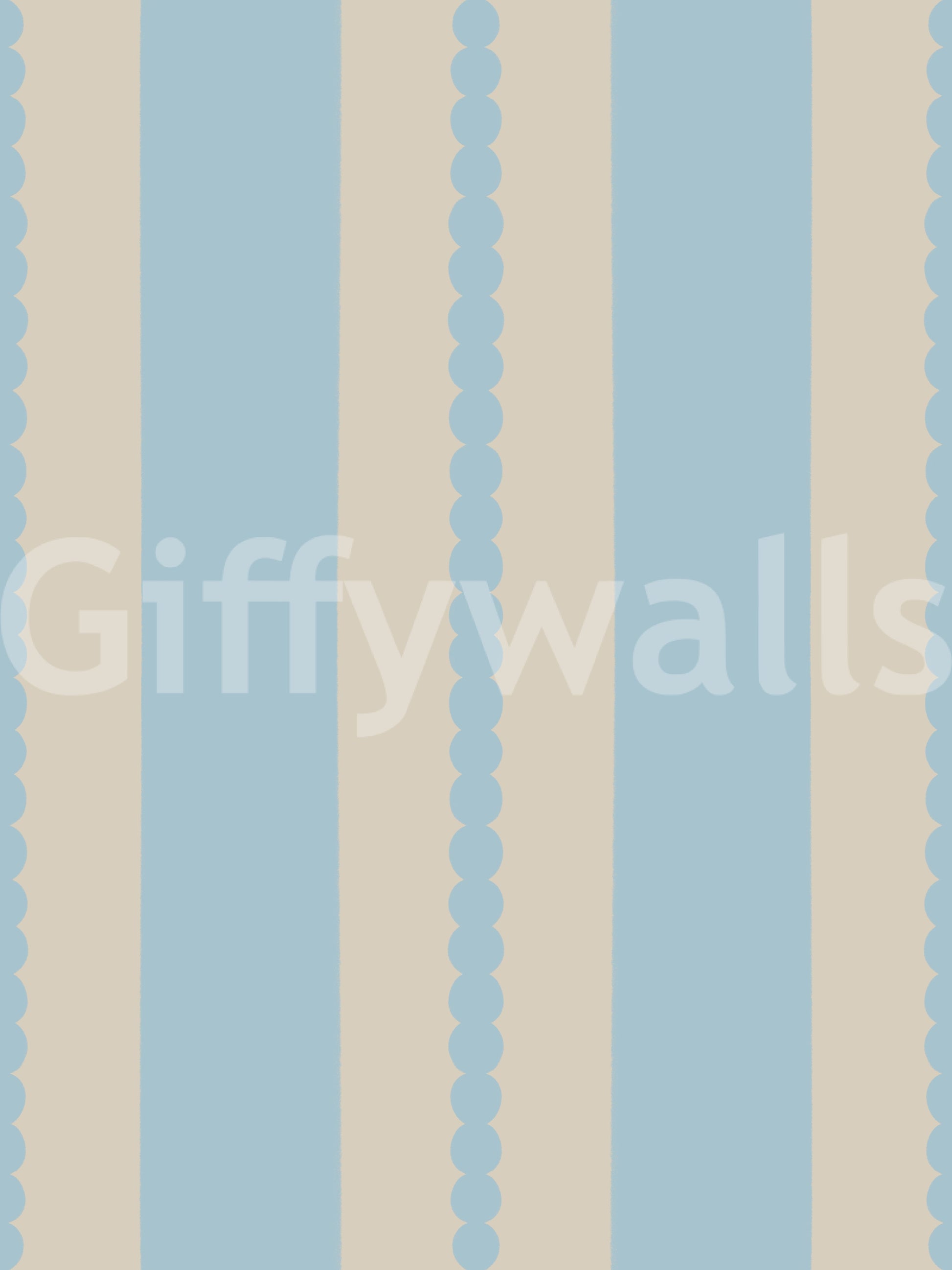 Light blue lines and cream bands span the Scalloped wallpaper surface.