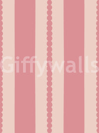Wavy half circles running vertically down the Blush Scallop Stripes Wallpaper surface.