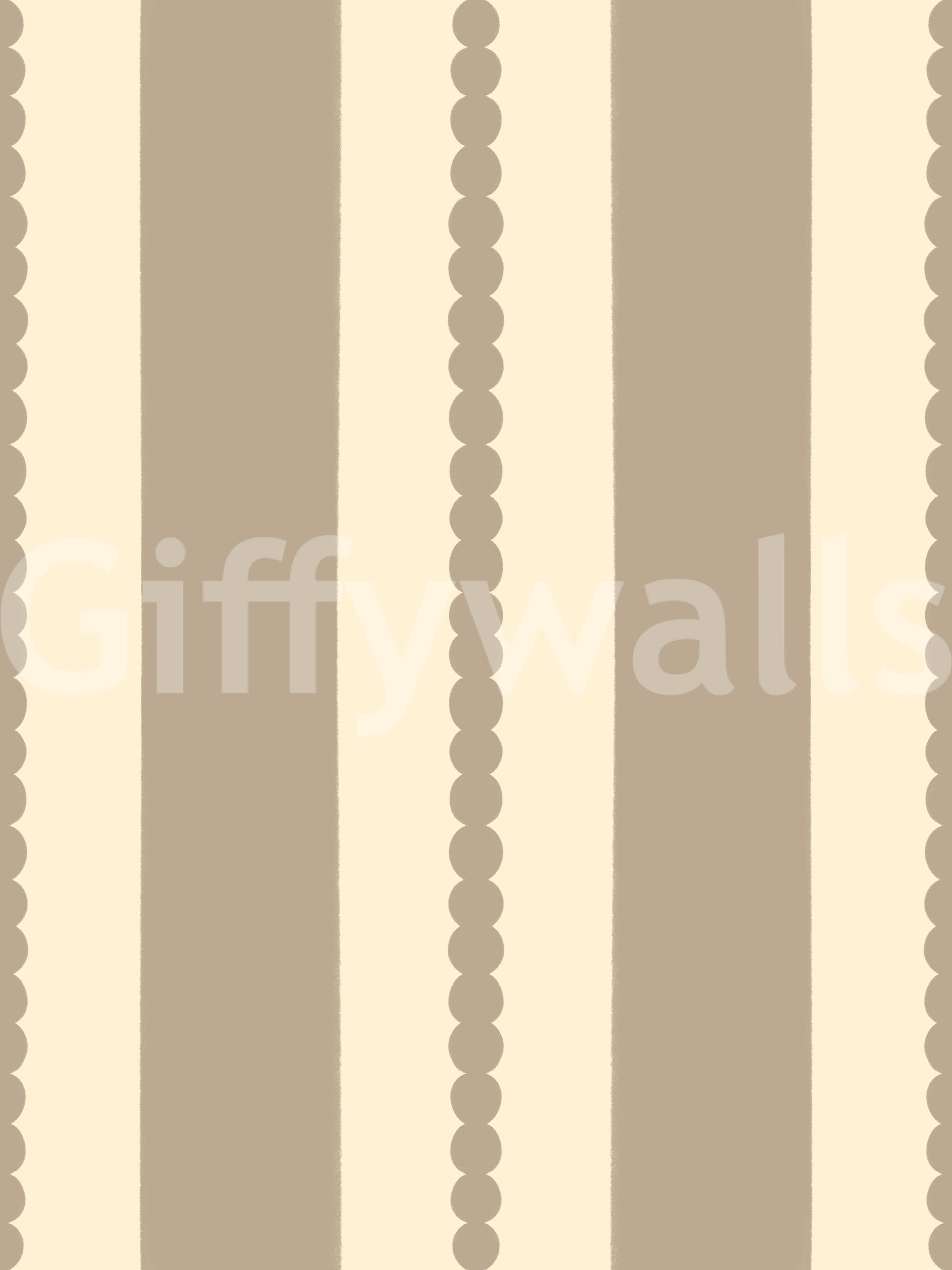 The elegant scallop elements in this wallpaper create a soft visual rhythm.