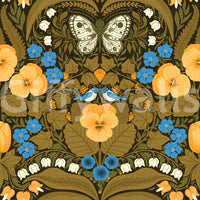 Delicate white butterflies flutter on this nature wallpaper featuring summer blooms.