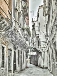 Weathered stucco surfaces of the Venetian Alley Whisper Wall Mural.