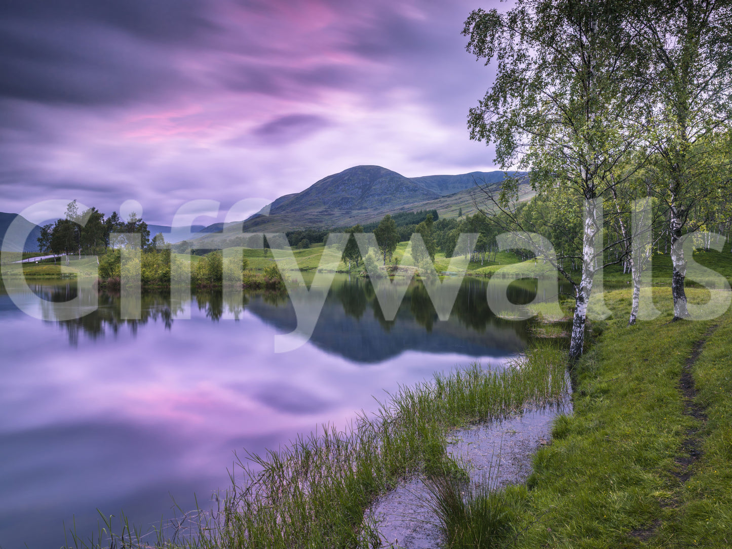 Evening hues create a peaceful mood in the Reflection wall mural scene.