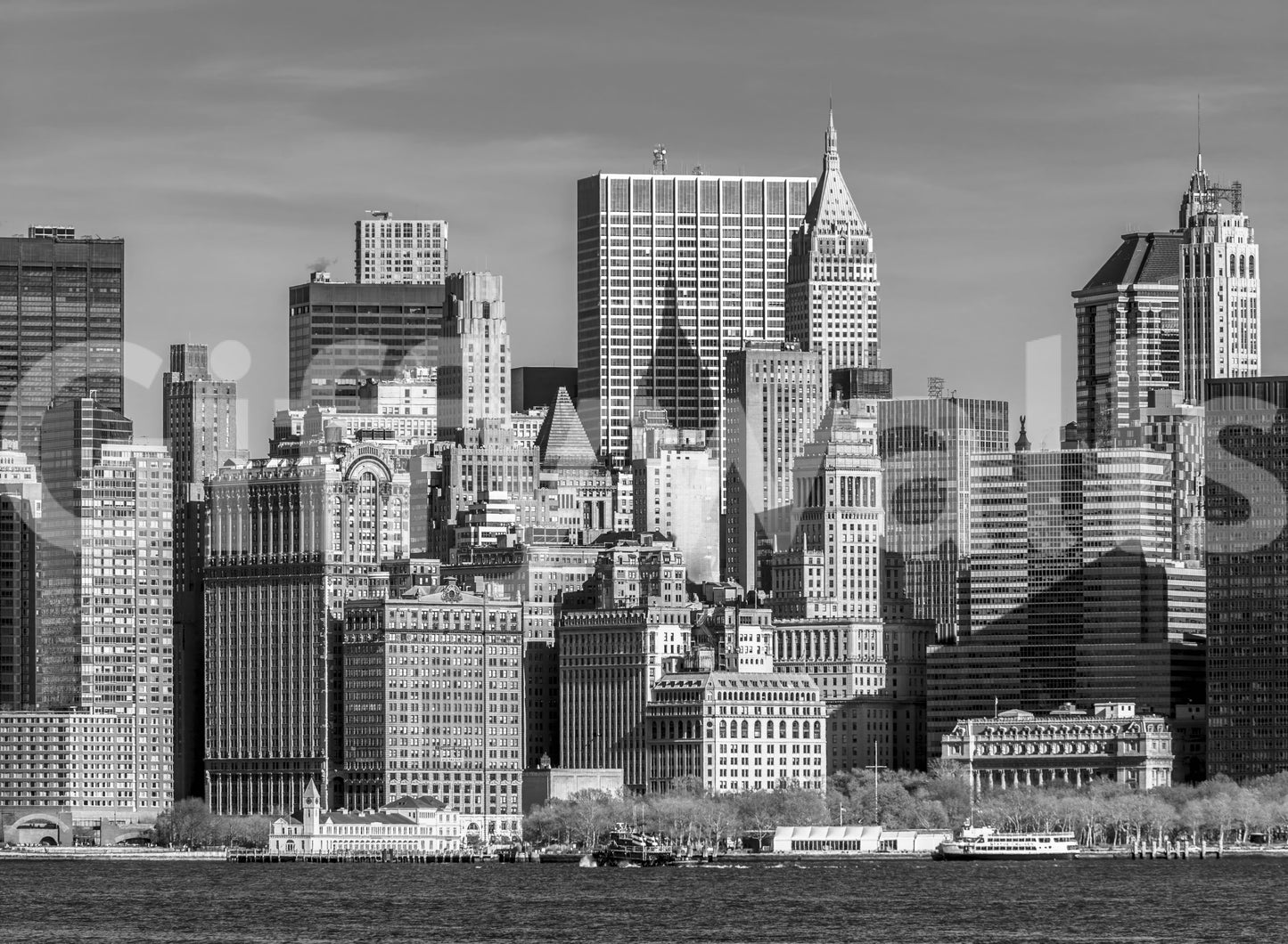 Deep shadows enhance the Manhattan Monochrome Majesty wall mural.