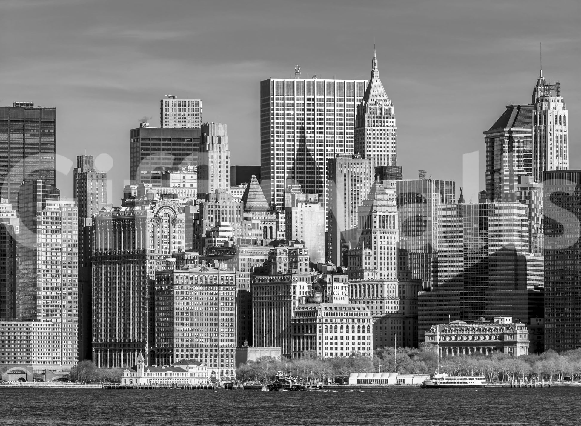Deep shadows enhance the Manhattan Monochrome Majesty wall mural.