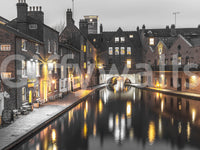 Cinematic dusk feel runs through the whole Canal Twilight wall mural