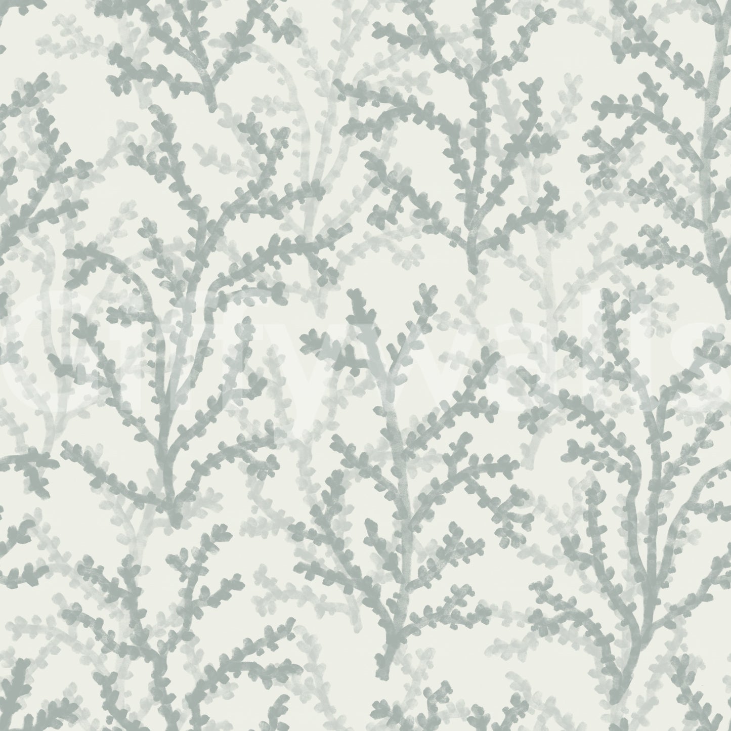 Watery leaf clusters and bare twigs fade in and out of this Painted Coraline wallpaper.