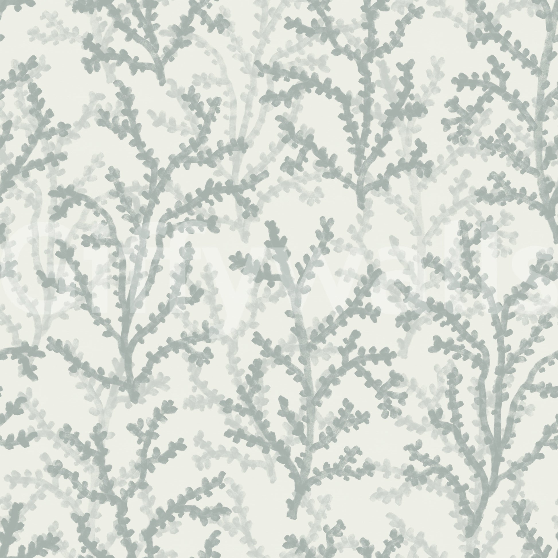 Watery leaf clusters and bare twigs fade in and out of this Painted Coraline wallpaper.