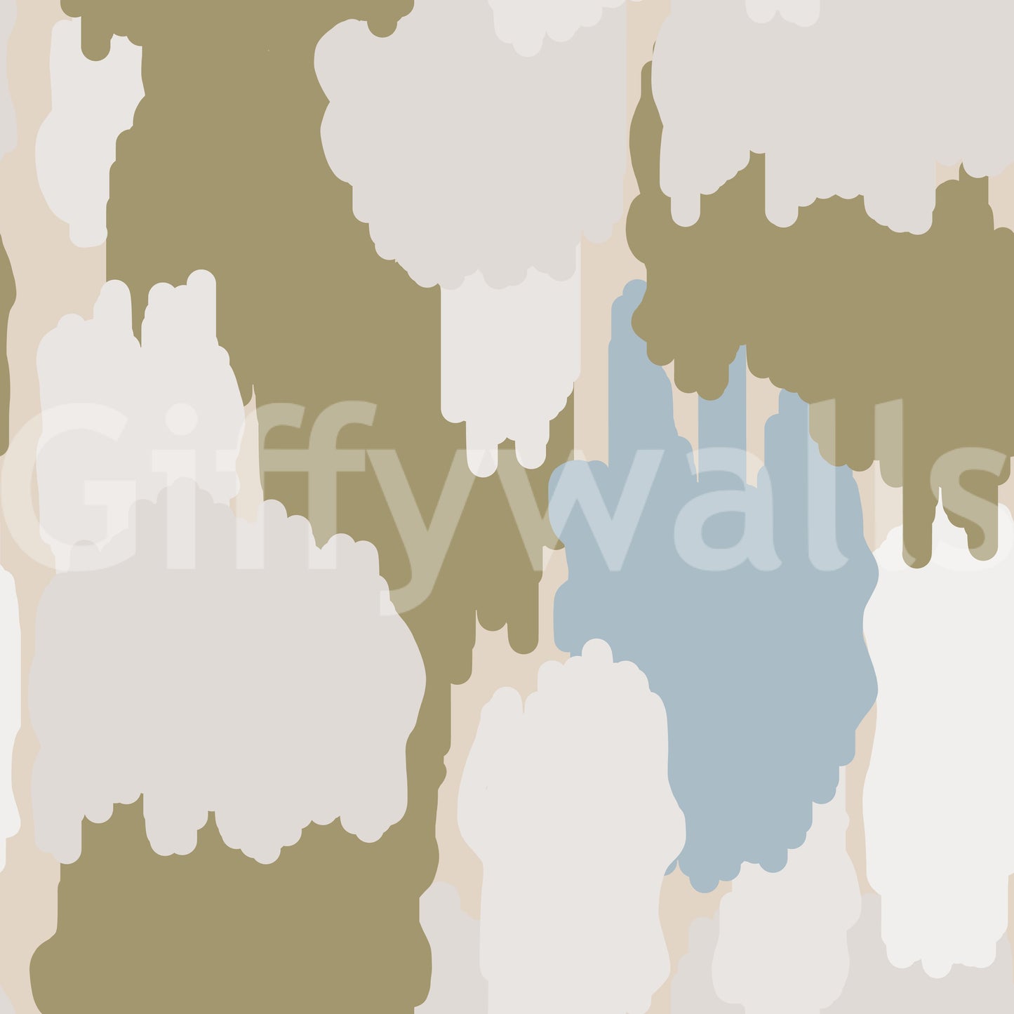 Abstract boho wallpaper featuring soft olive panels and easy visual rhythm