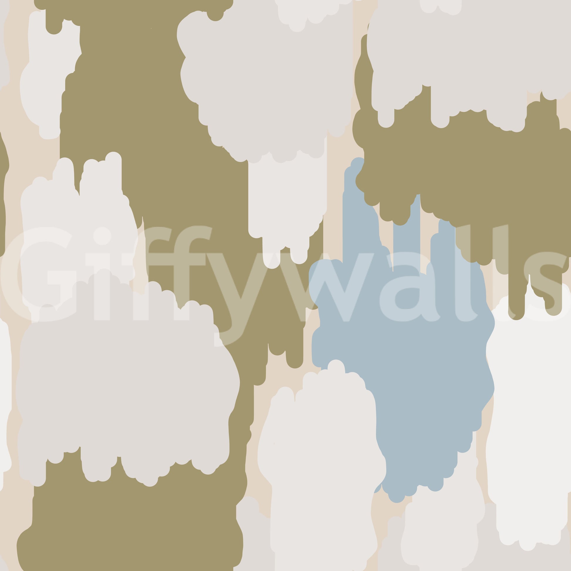 Abstract boho wallpaper featuring soft olive panels and easy visual rhythm