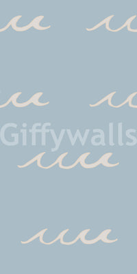 Beach-inspired wallpaper with curved water marks and relaxed spacing