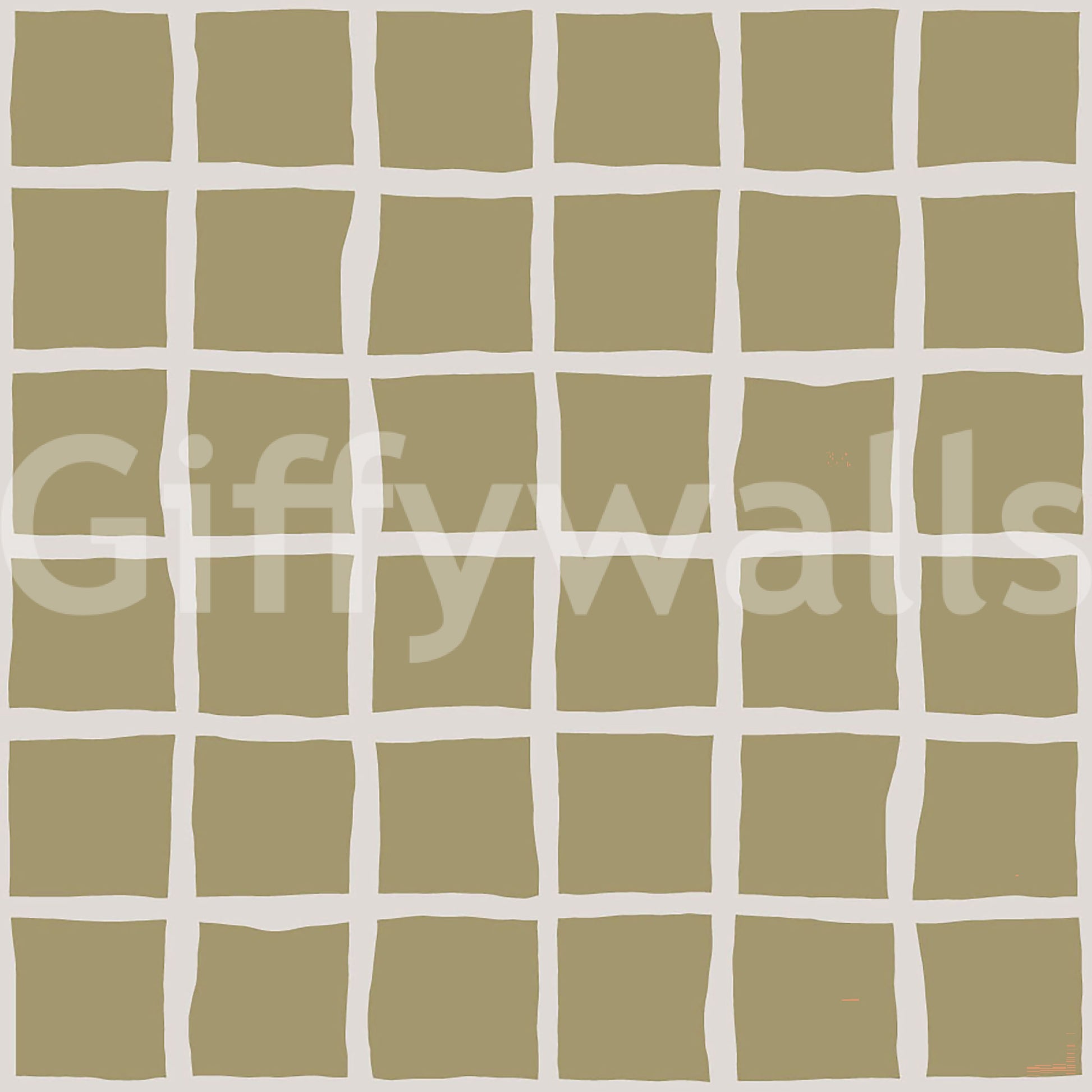Olive geometric wallpaper with white linework and relaxed boho patterning
