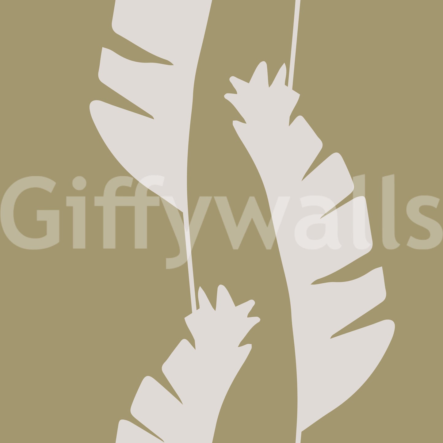 Olive Green Banana Leaf design with relaxed boho coastal wallpaper appeal