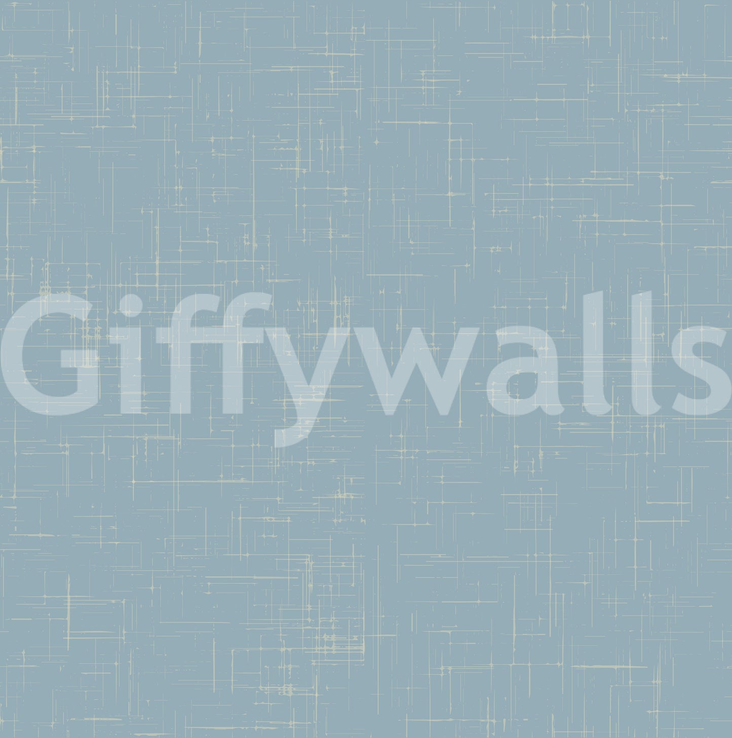 Linen-style wallpaper in dusty blue with neat mid century character