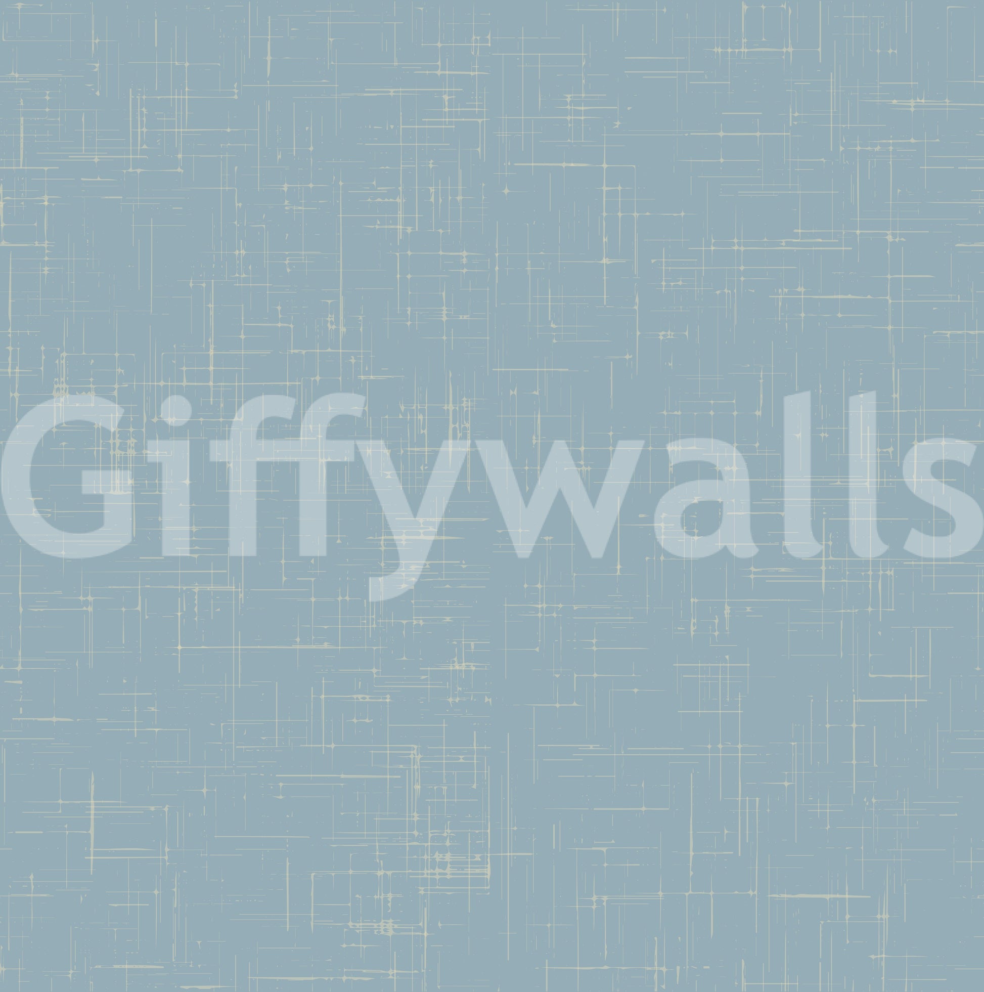 Linen-style wallpaper in dusty blue with neat mid century character