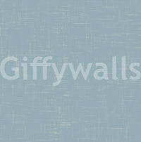 Linen-style wallpaper in dusty blue with neat mid century character