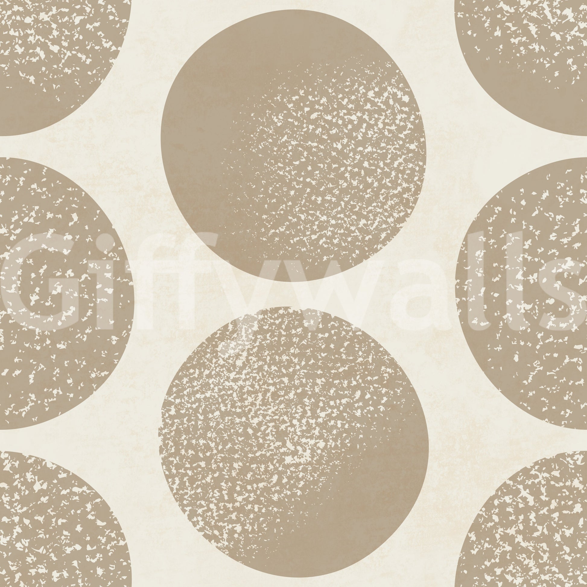 Organic circle wallpaper in warm beige with a calm modern repeat