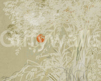 Zen landscape wall mural showing elegant foliage and a quiet neutral palette