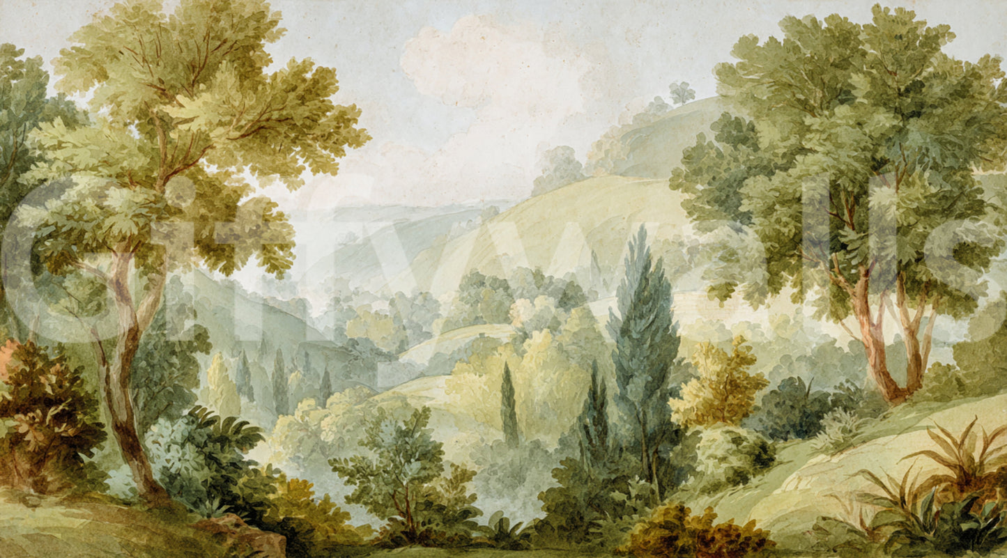 Serene Valley Vista Wall Mural
