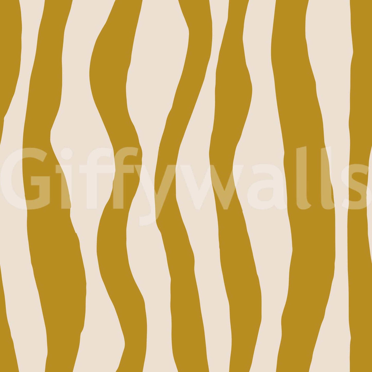 Wavy boho wallpaper carrying ocher bands and relaxed surface movement