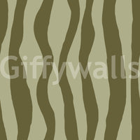 Green striped wallpaper with loose vertical waves and calm surface rhythm