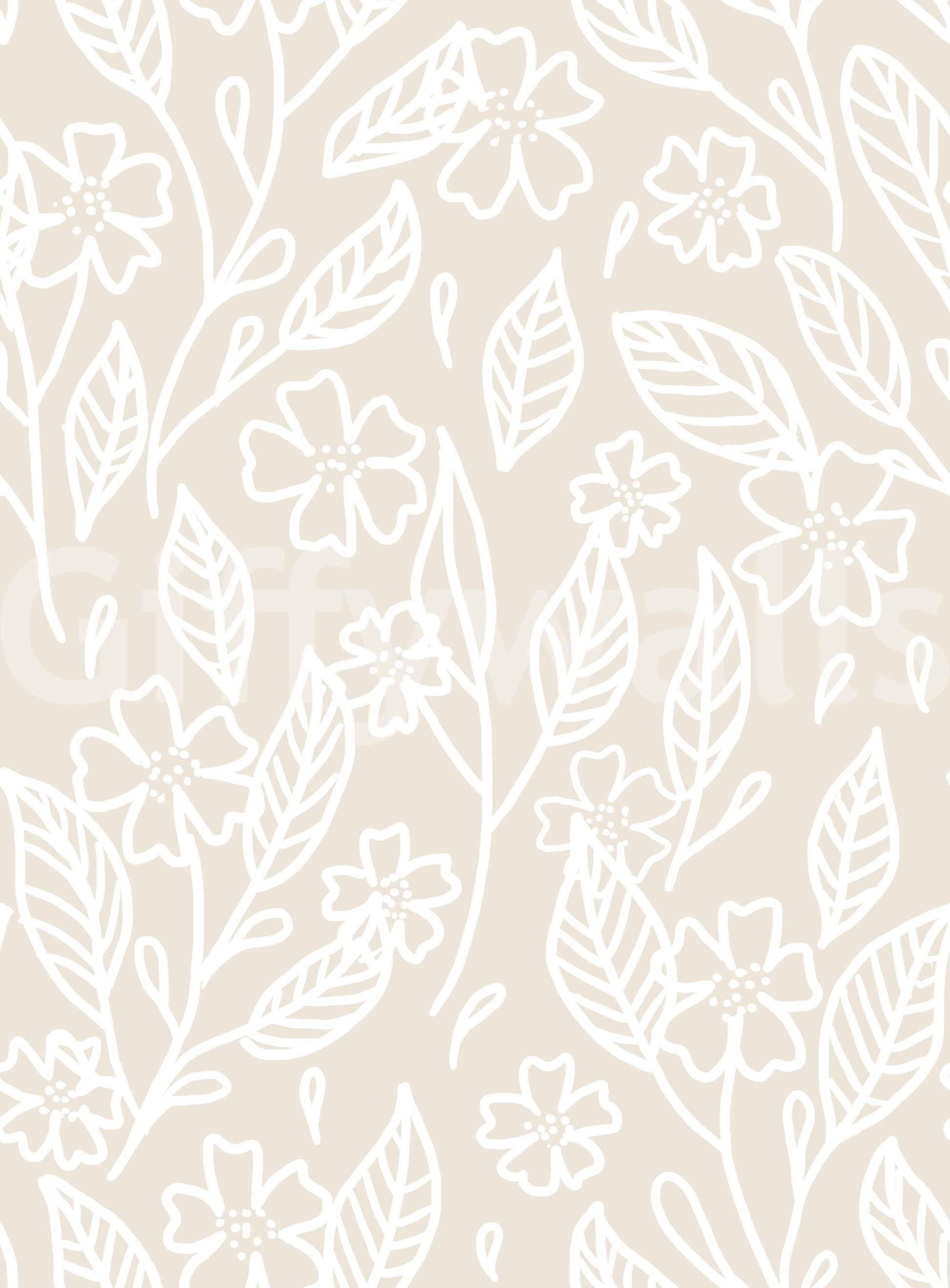 Cream background holding the Neutral Floral Wallpaper flower pattern