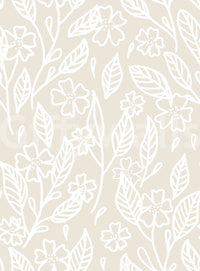 Cream background holding the Neutral Floral Wallpaper flower pattern