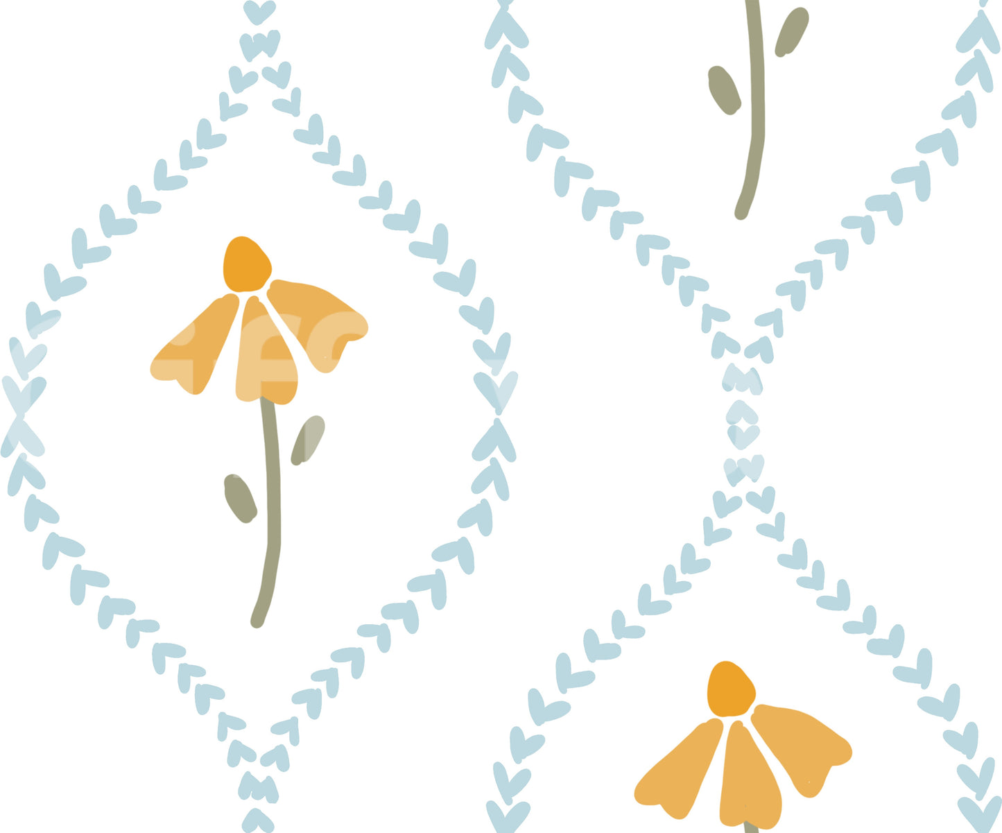 Ivory ground with sage stems on this Sweet wallpaper