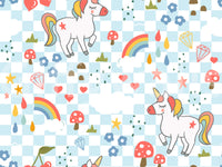 Full pattern view of the Unicorn Dreams wallpaper in pastel tones