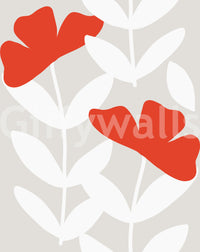 Painterly red florals and milky foliage detail the Red Peony Wallpaper