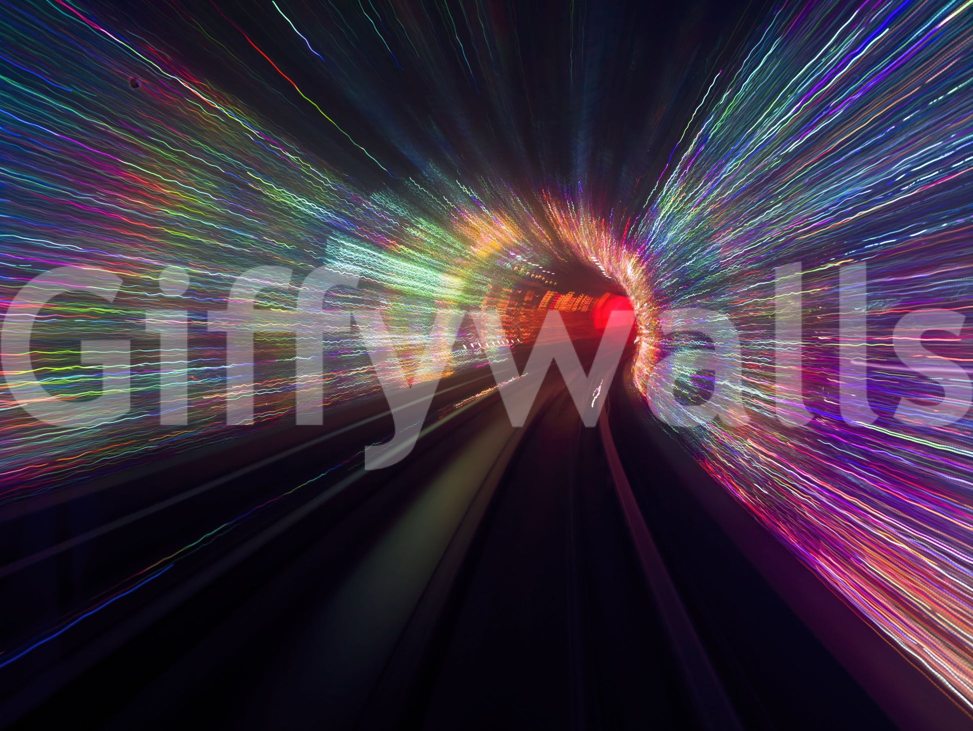 Dark edges frame the vivid Speed Lights wall mural light bands