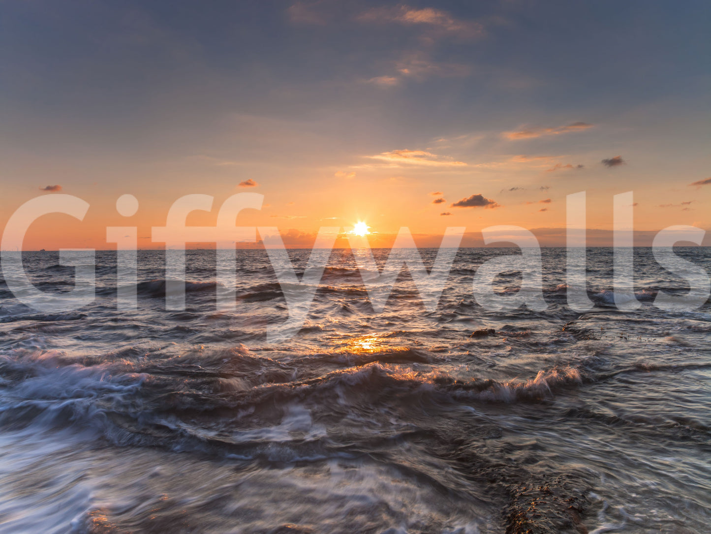 Golden Horizon Waves Wall Mural