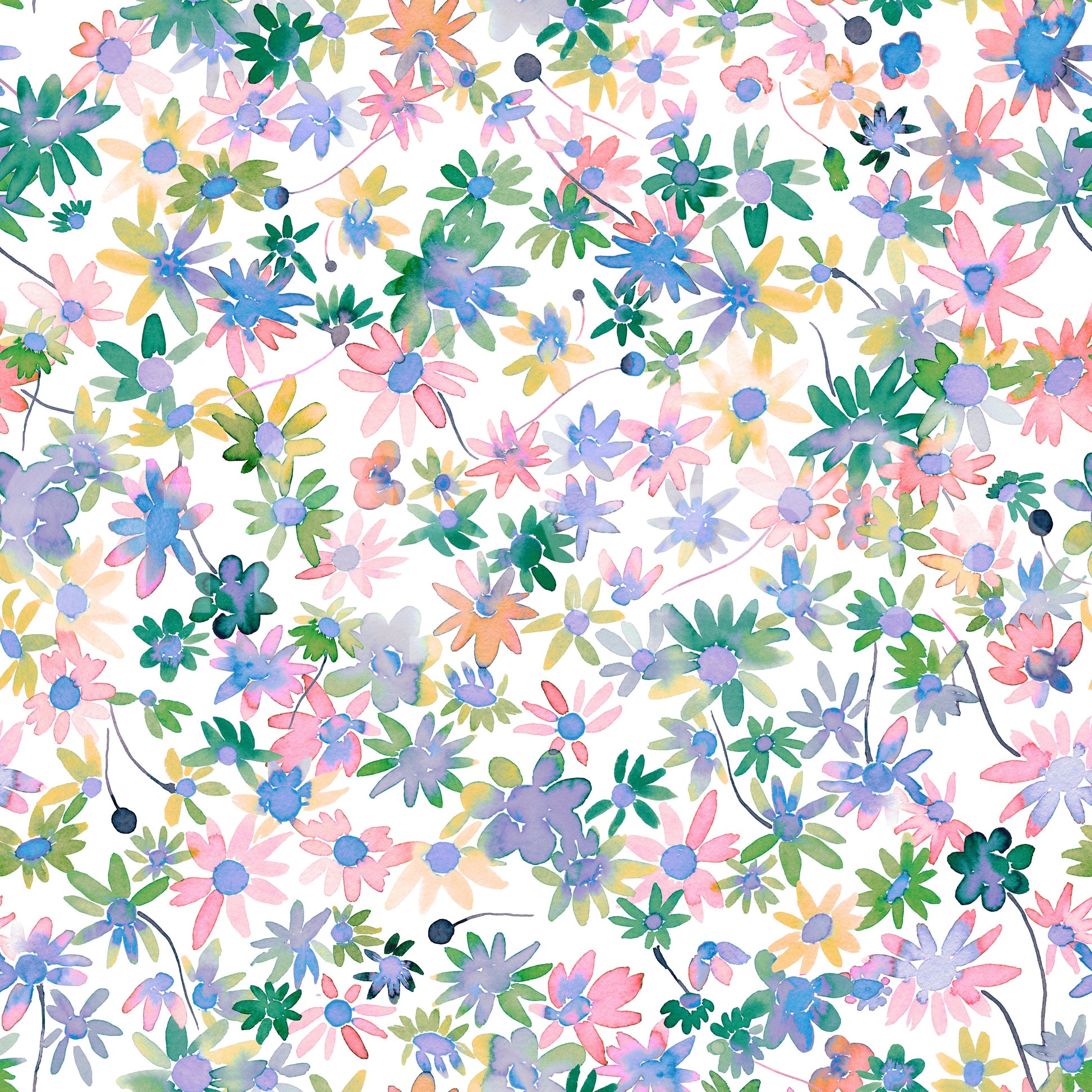 Centre to edge, watercolour petals populate Dreamy Blooms wallpaper