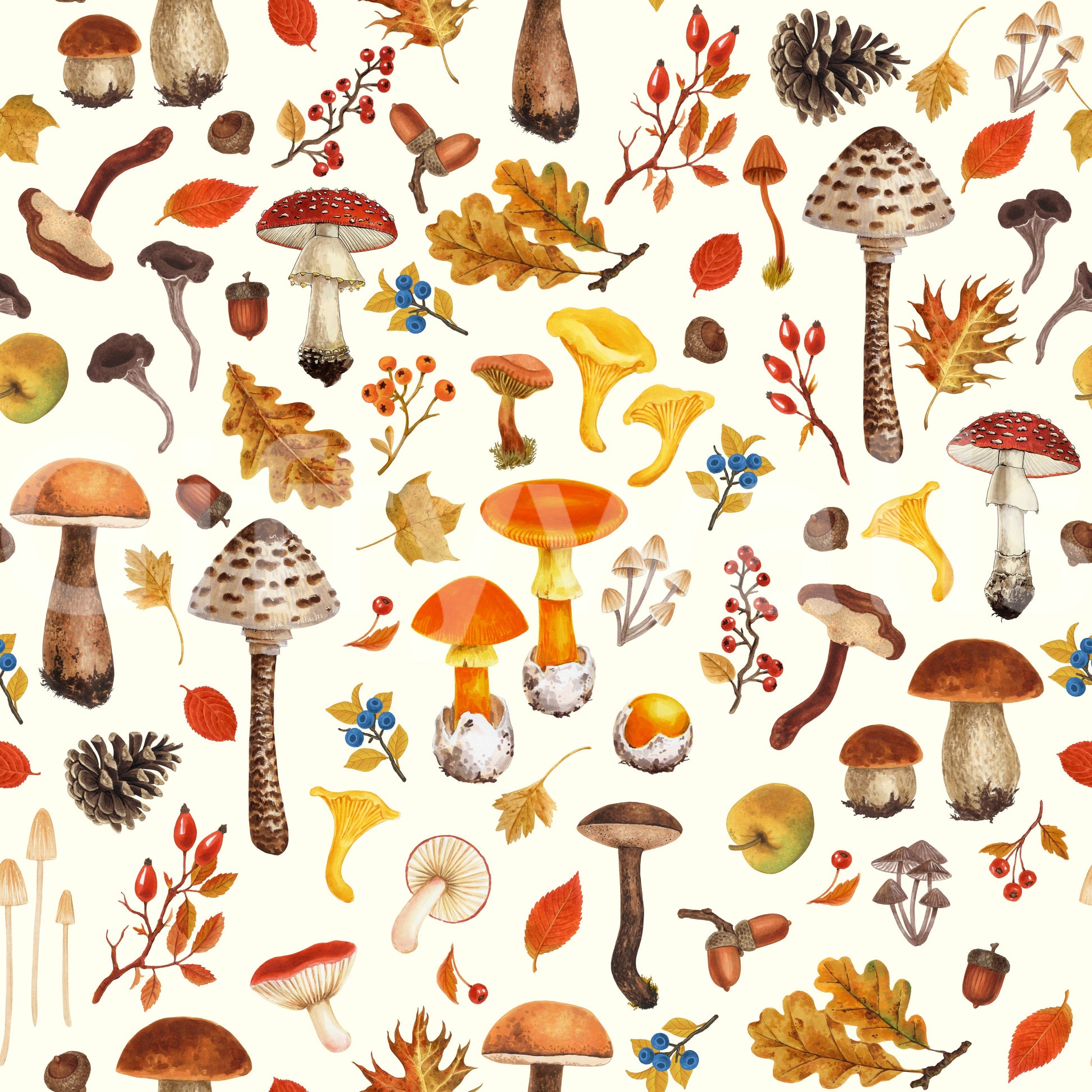 Wild Mushroom Wallpaper suits , farmhouse, and country-rustic schemes.