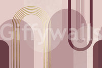 Golden Serenity mural showing art deco arches and soft architectural rhythm