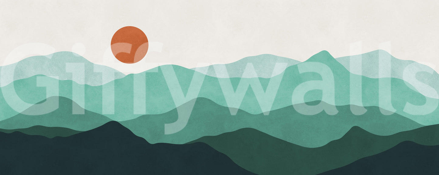 Teal Horizon Peaks Wall Mural