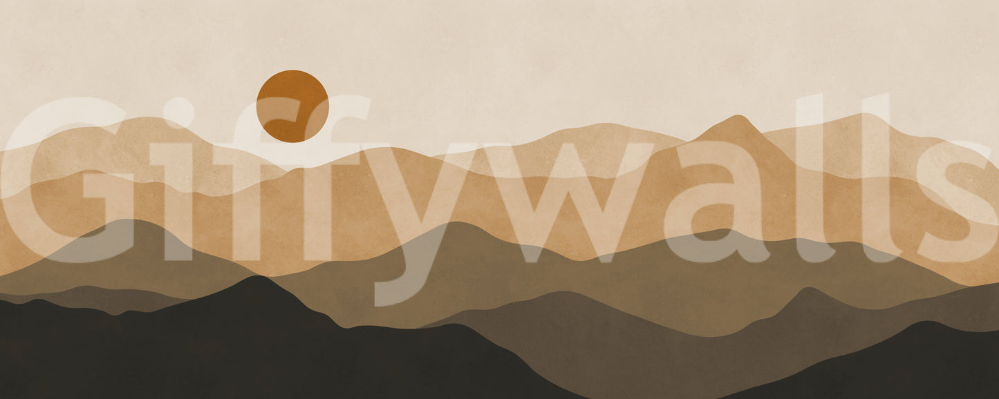 Earthy Mountain Sunset Wall Mural