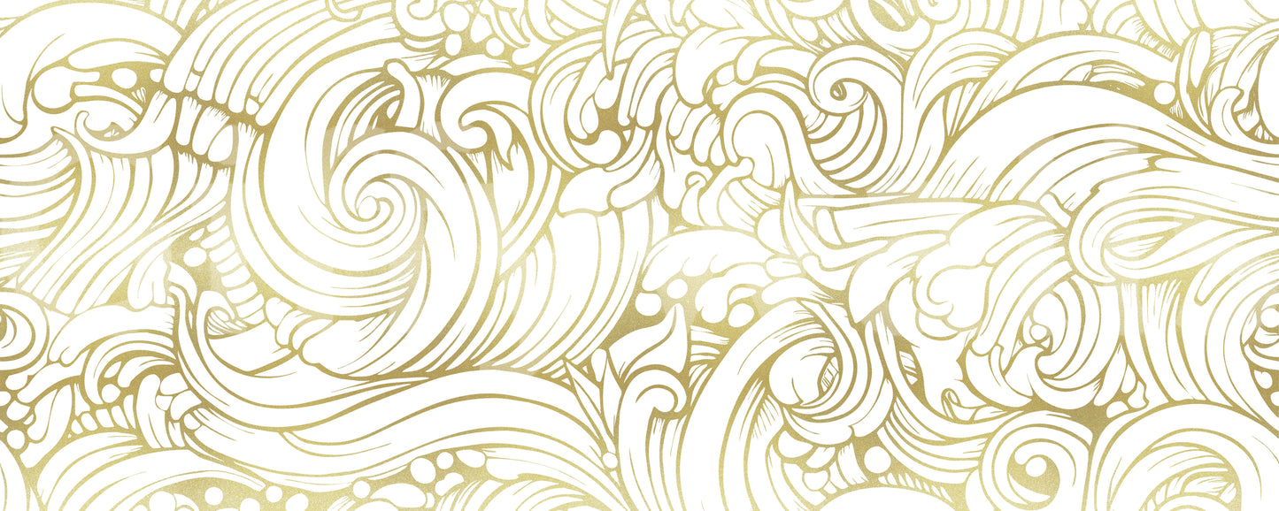 Abstract flow wall mural with gilded curves and soft decorative detail