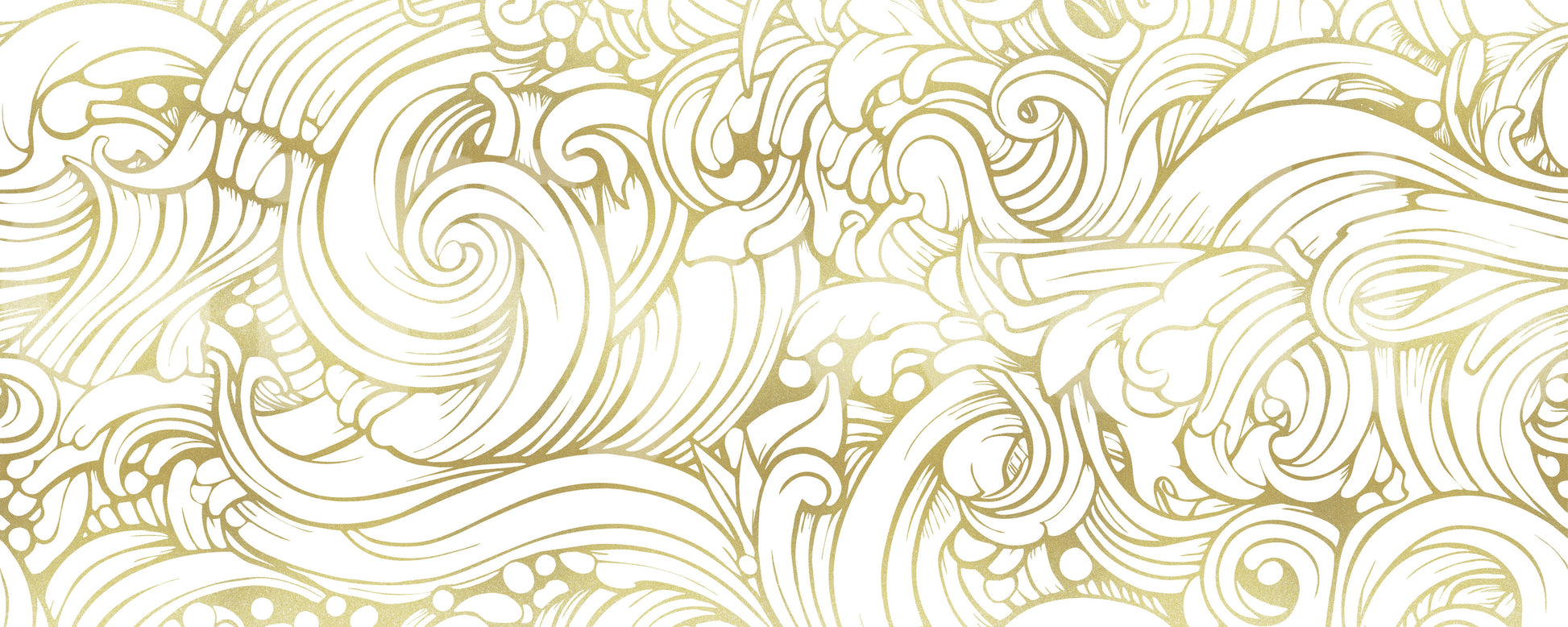 Abstract flow wall mural with gilded curves and soft decorative detail