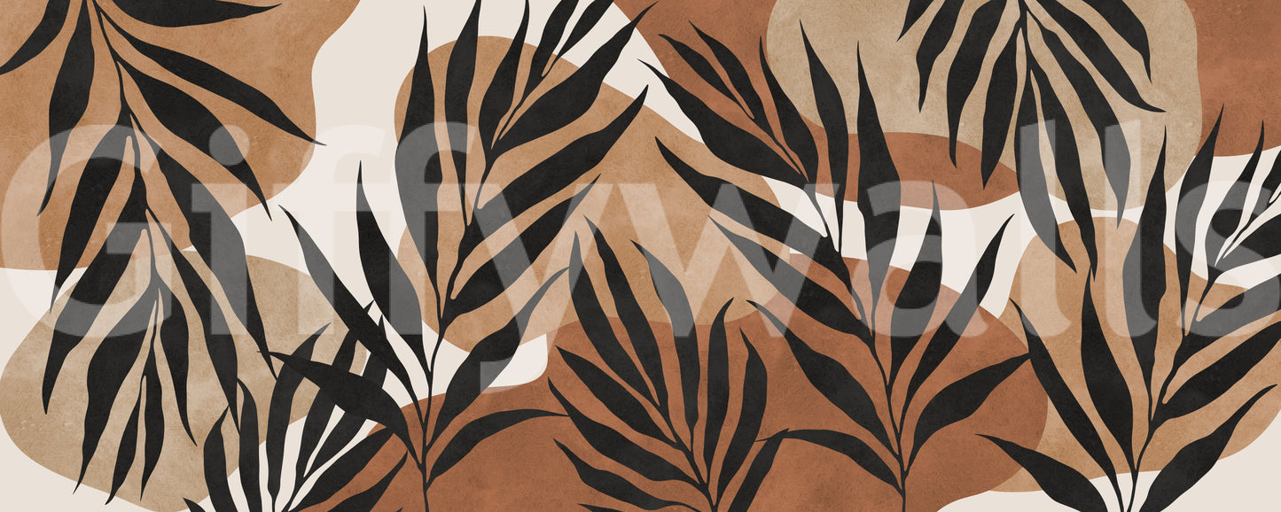 Boho Leaf Flow Wall Mural