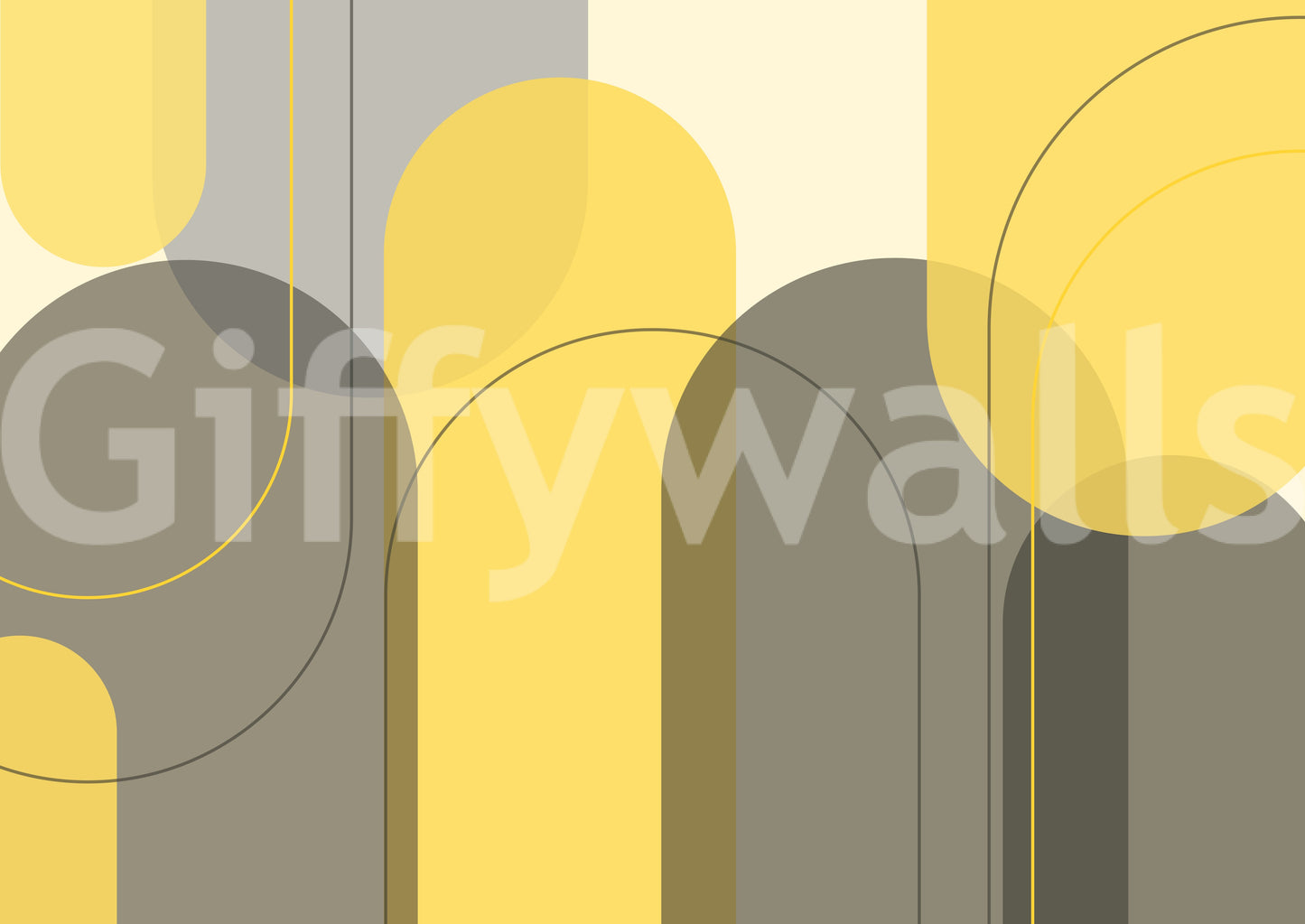 Sunstone wall mural showing curved sections, dark panels, and soft overlays