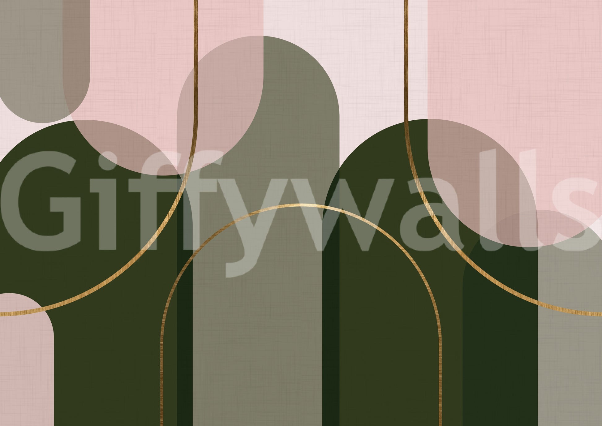 Green arch wall mural showing rounded shapes and refined contemporary styling