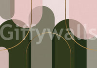 Green arch wall mural showing rounded shapes and refined contemporary styling