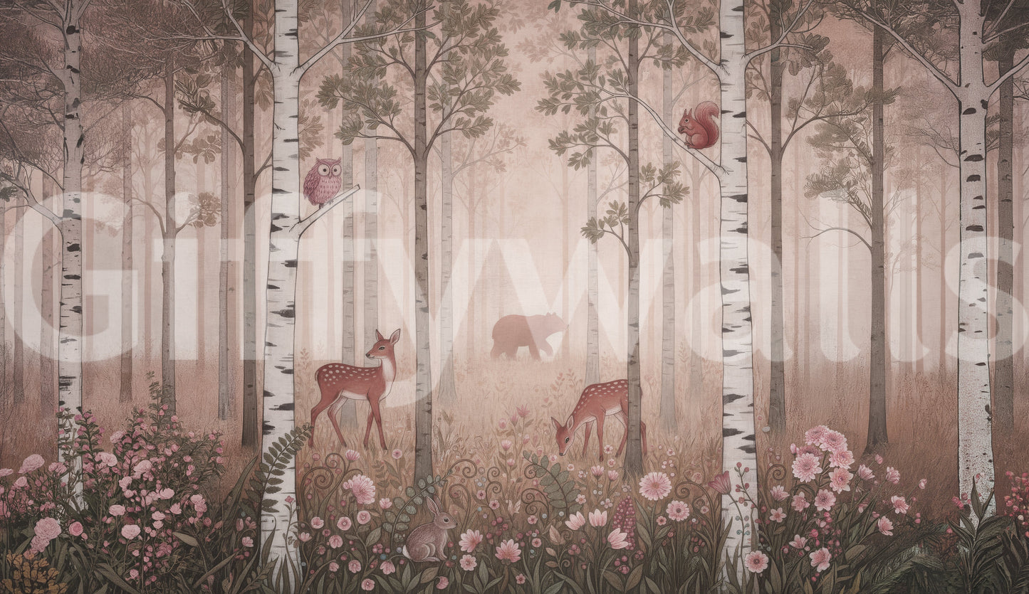 Forest Animals and Wildflowers –  Dawn Wall Mural