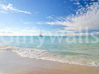 Beach landscape wall mural with relaxing coastal scenery