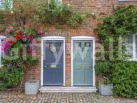 Floral streetside wall mural with charming architectural details